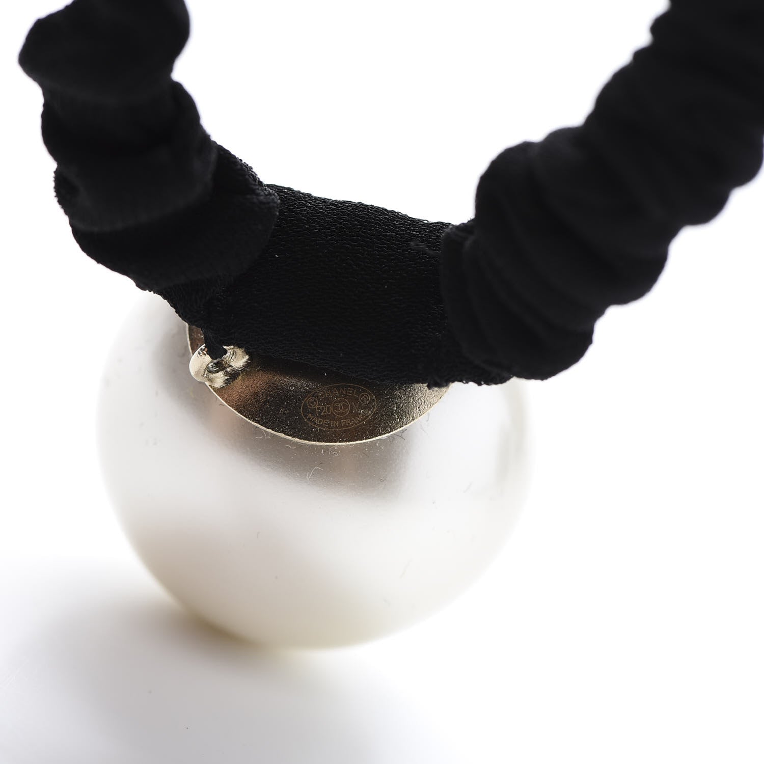 Chanel Pearl CC Hair Tie Black Gold Pearly White 4 of 5