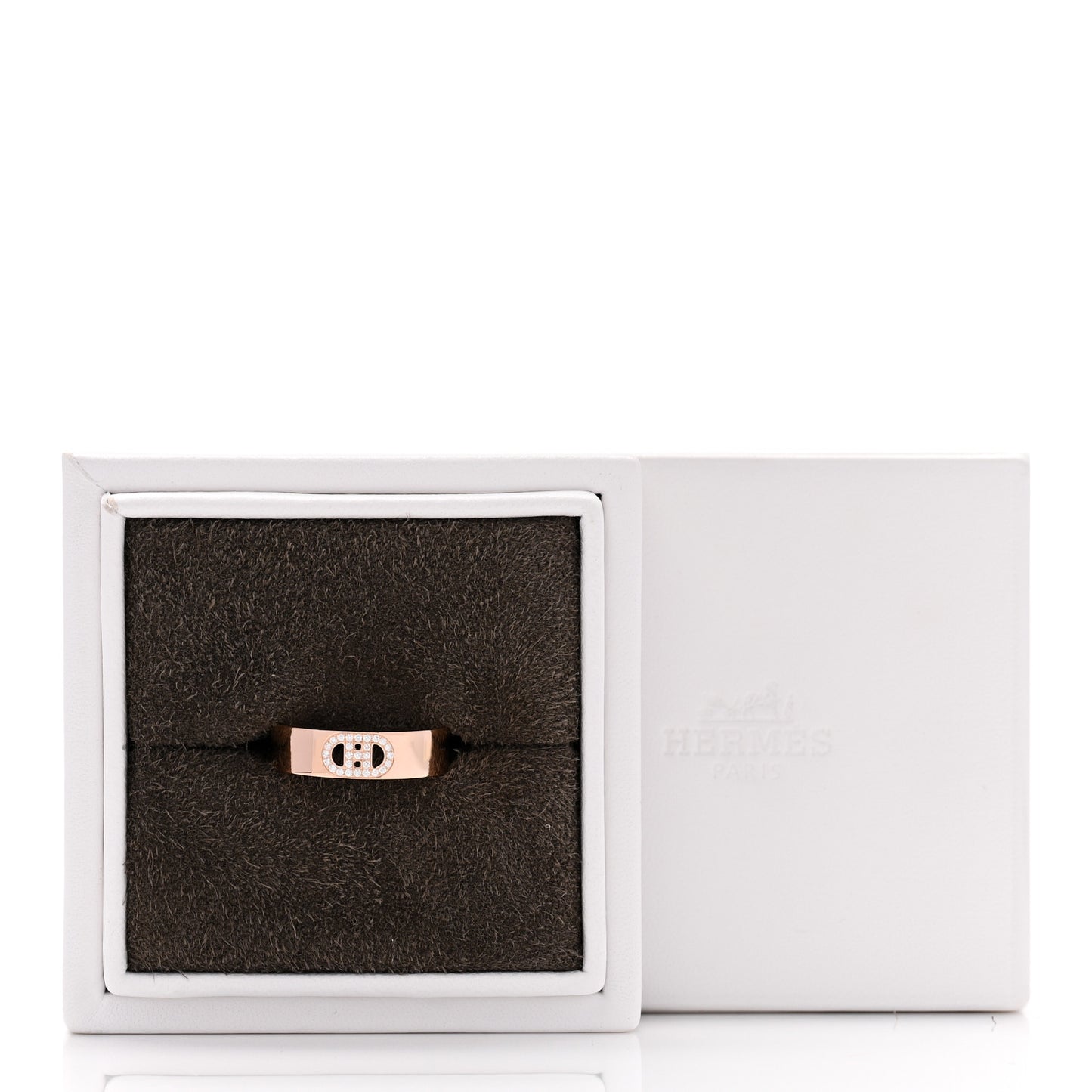 18K Rose Gold Diamond PM H D'Ancre Ring 58 8.5