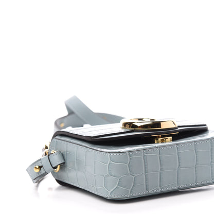 Chloe Calfskin Crocodile Embossed Mini C Double Carry Faded Blue 8 of 10