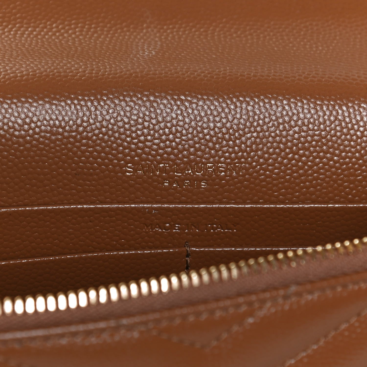 Saint Laurent Grain De Poudre Matelasse Chevron Monogram Envelope Chain Wallet Natural Dark 5 of 12