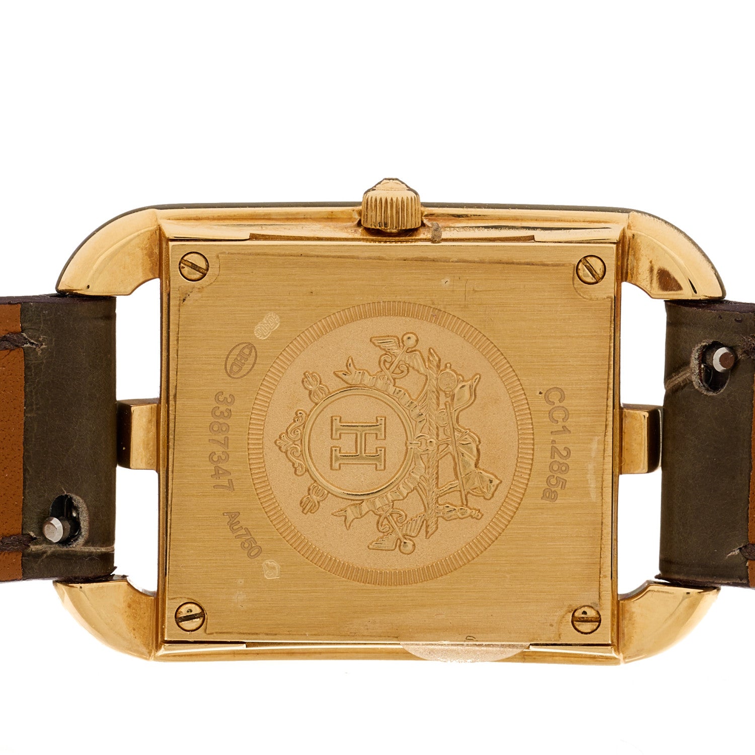 Hermes 18K Yellow Gold Alligator Diamond Mother of Pearl 23mm Cape Cod Quartz Watch Gris Elephant 4 of 5