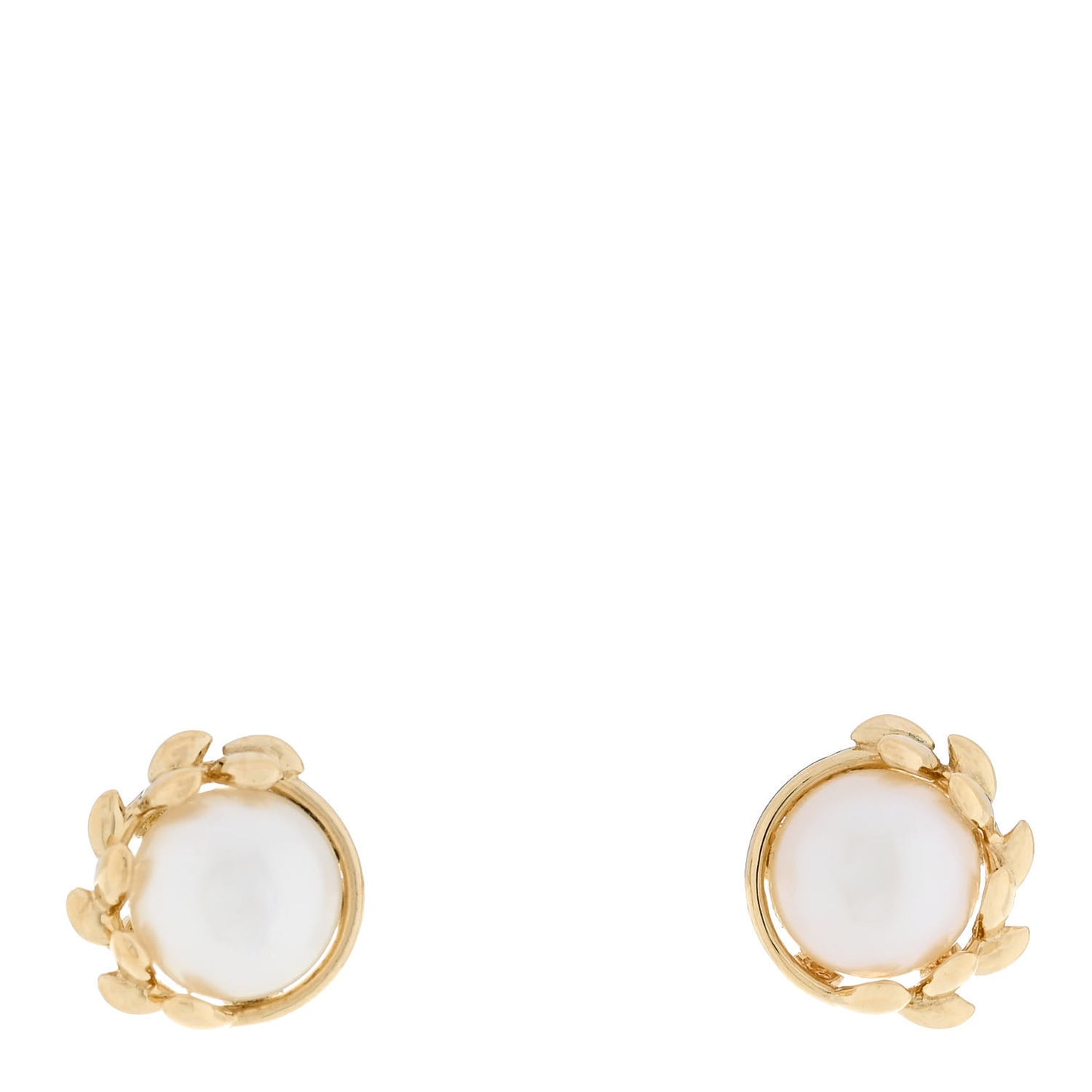 18K Yellow Gold Freshwater Cultured Pearl Paloma Picasso Olive Leaf Earrings