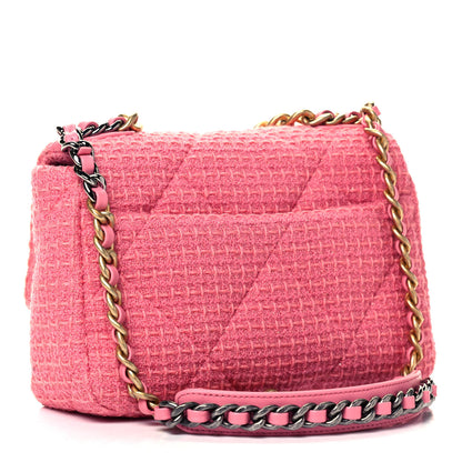 Chanel Metallic Tweed Quilted Medium Chanel 19 Flap Pink 3 of 9