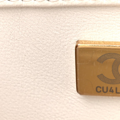 Chanel Shiny Lambskin Quilted Golden Links Top Handle Flap White 7 of 10