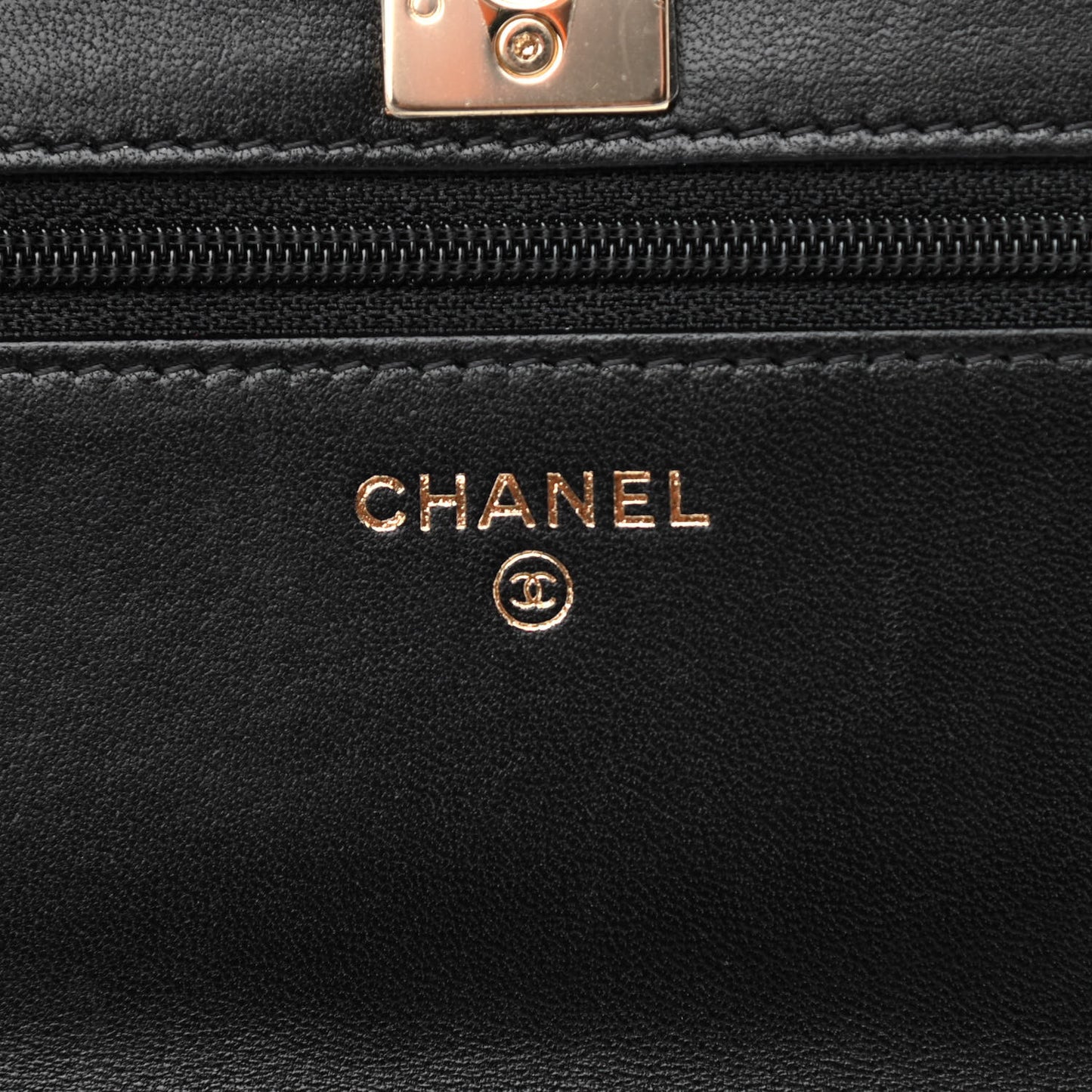 Lambskin Quilted Trendy CC Wallet On Chain WOC Black