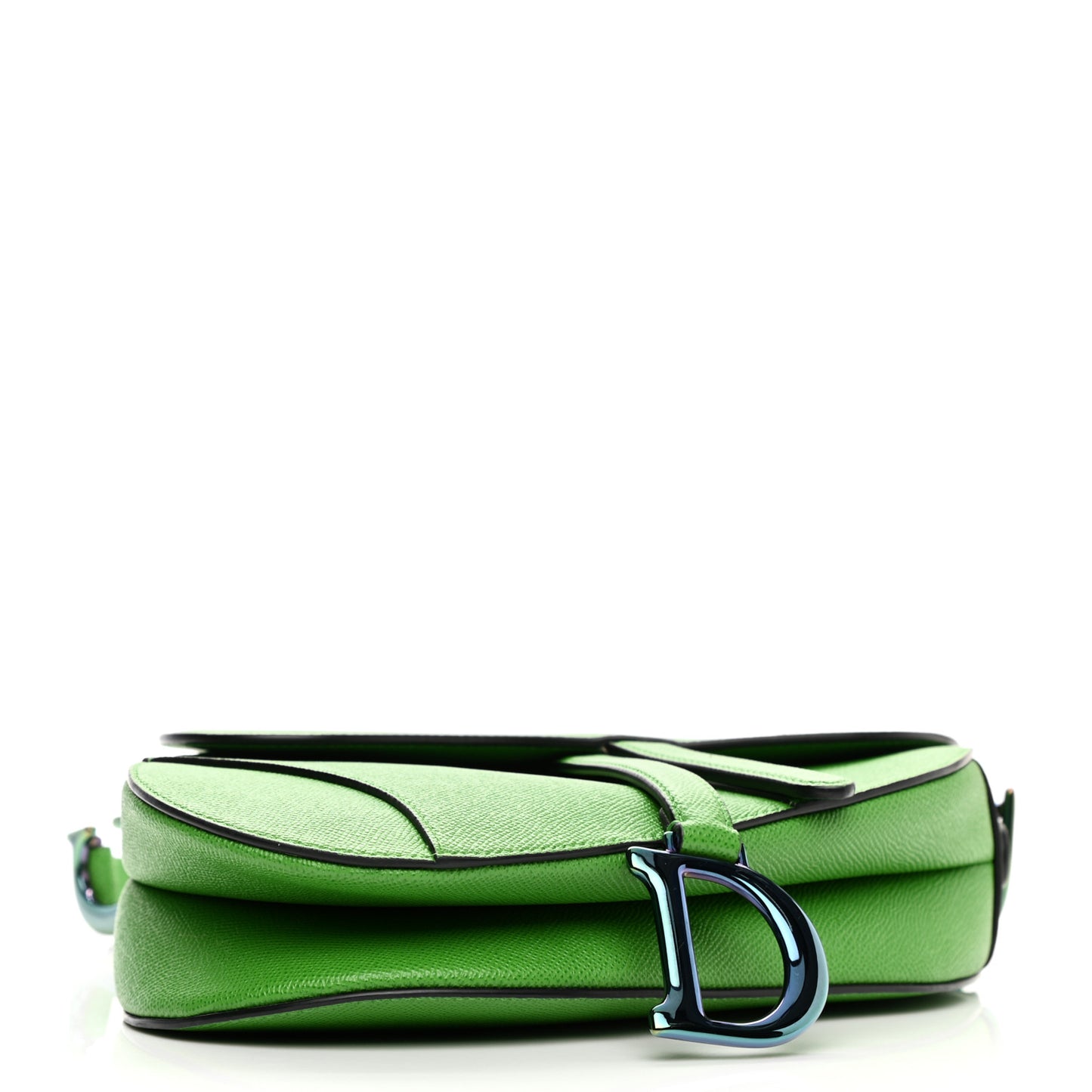 Grained Calfskin Saddle Bag Green