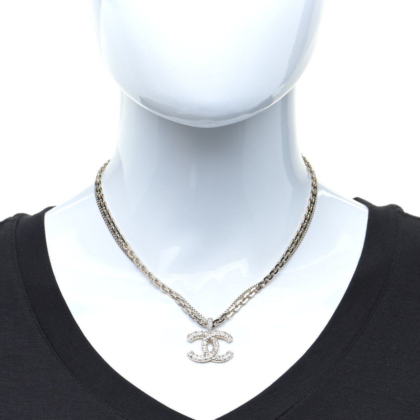 Crystal CC Multi Strand Chain Necklace Gold