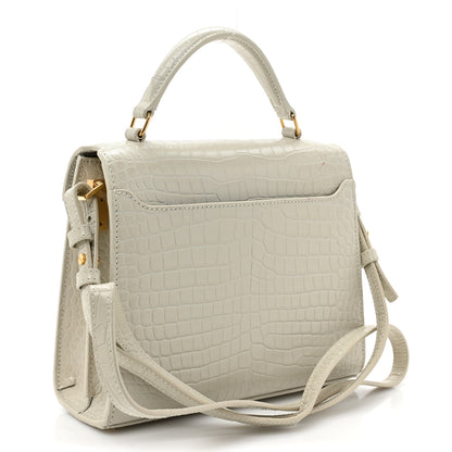 Saint Laurent Crocodile Embossed Mini Classic Monogram Cassandra Top Handle Crema Soft 3 of 11