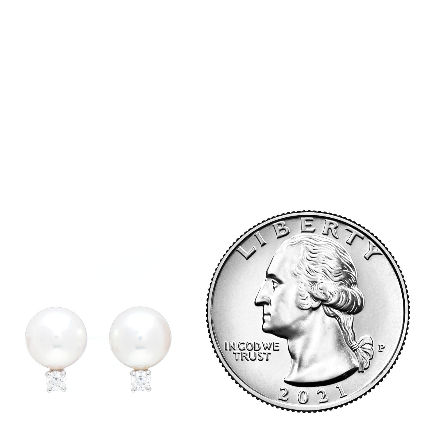 Mikimoto 18K White Gold Diamond Akoya Pearl 7-7.5mm Stud Earrings 2 of 5