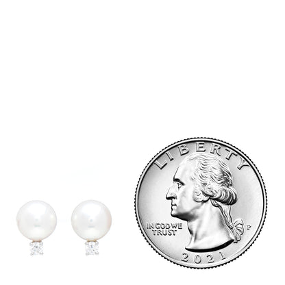 Mikimoto 18K White Gold Diamond Akoya Pearl 7-7.5mm Stud Earrings 2 of 5