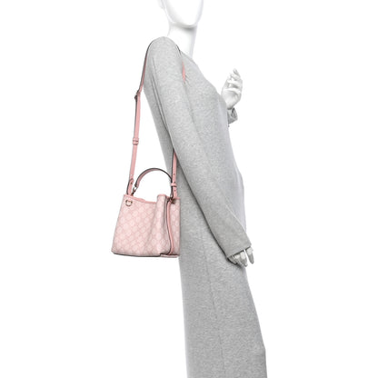 Gucci GG Supreme Monogram Emblem Mini Bucket Bag Pink 2 of 9