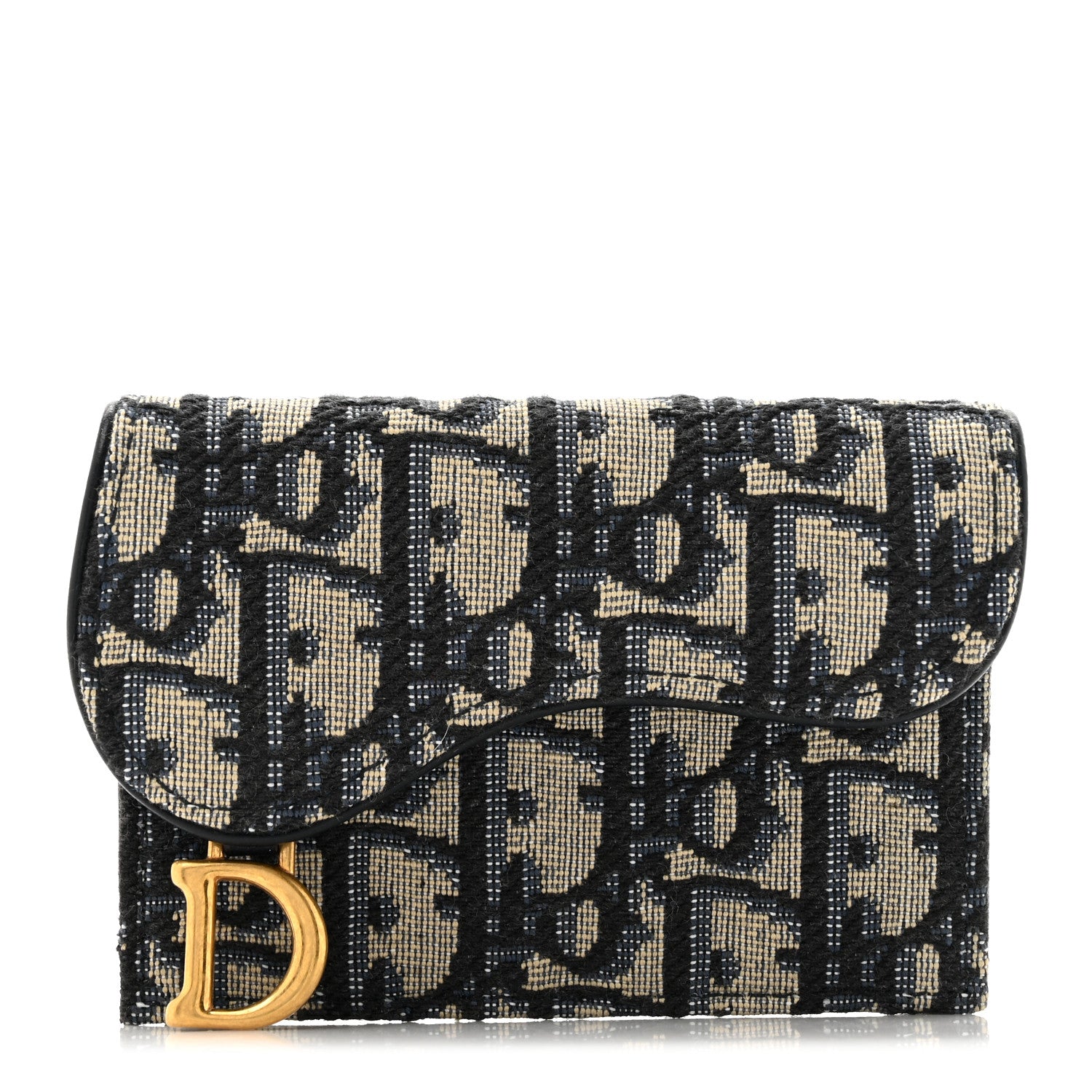 Christian Dior Oblique Saddle Card Holder Blue 1 of 7