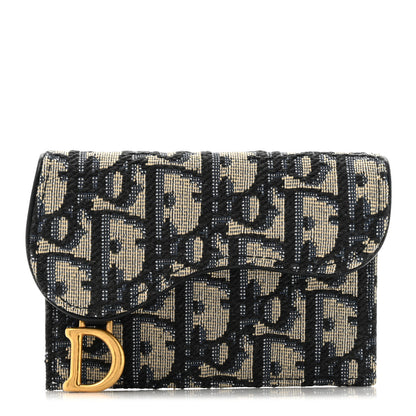 Christian Dior Oblique Saddle Card Holder Blue 1 of 7