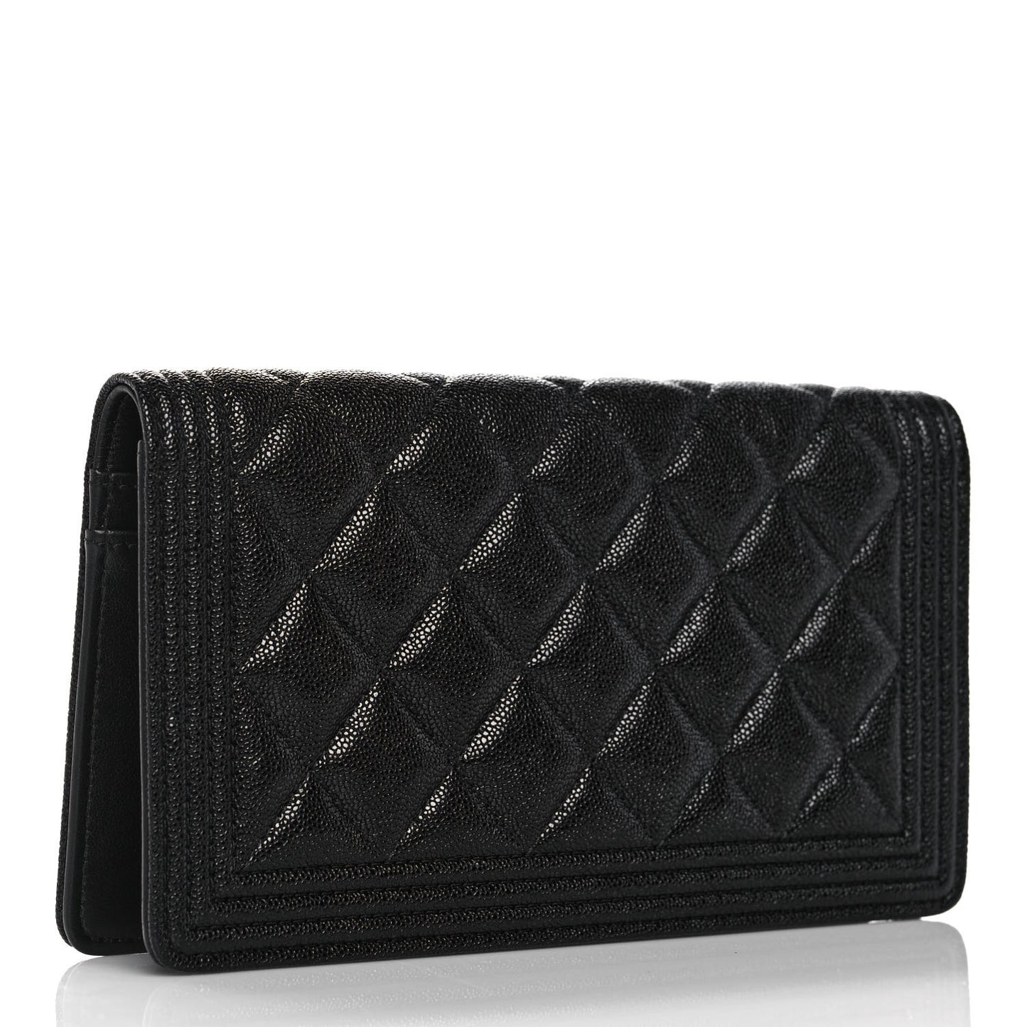 Caviar Quilted Boy Yen Wallet Black