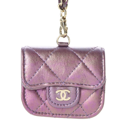 Chanel Iridescent Lambskin Quilted Airpods Pro Case Purple 3 of 10