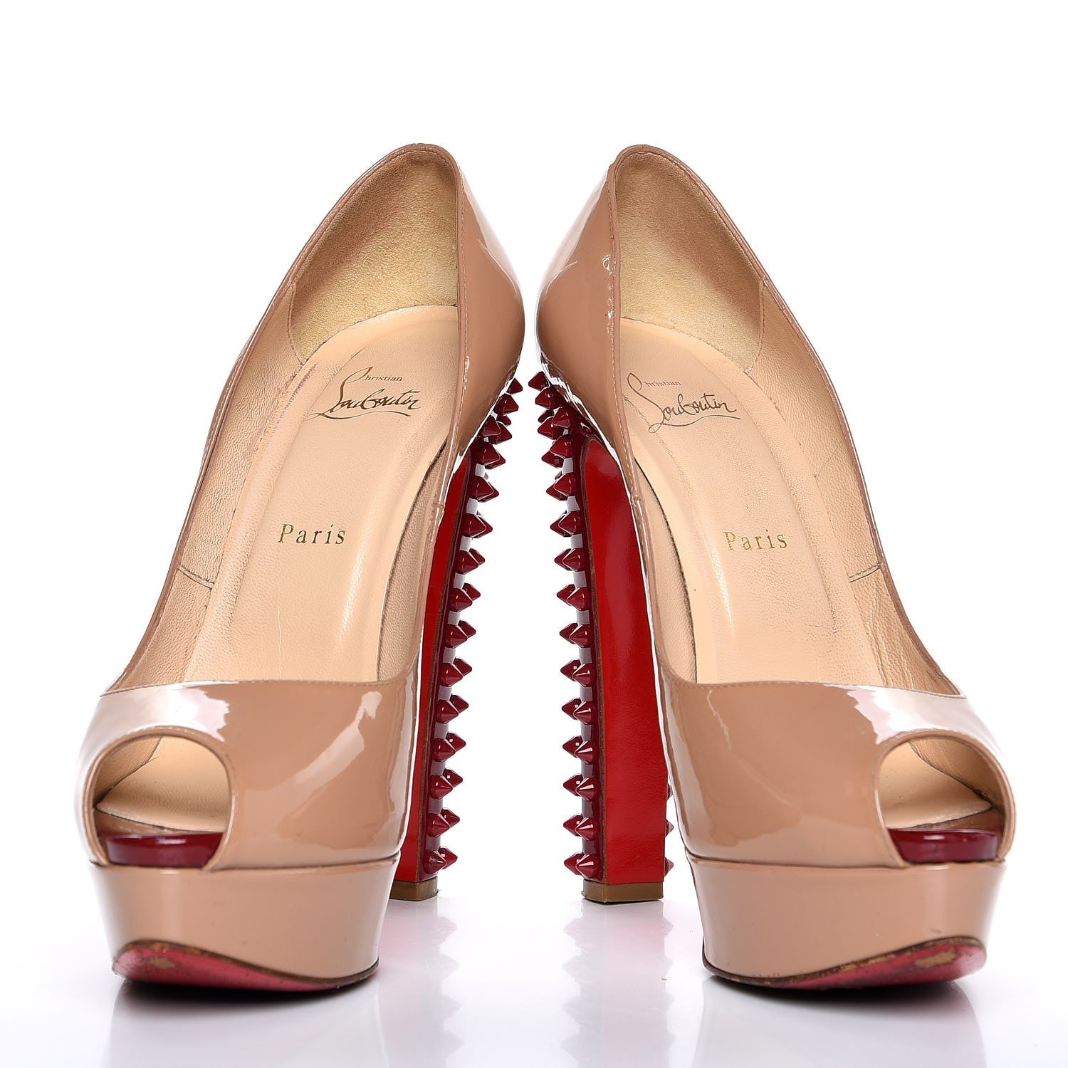 Christian Louboutin Patent Babel Clou 150 Platform Spikes Pumps 41 Nude Red 19 of 21