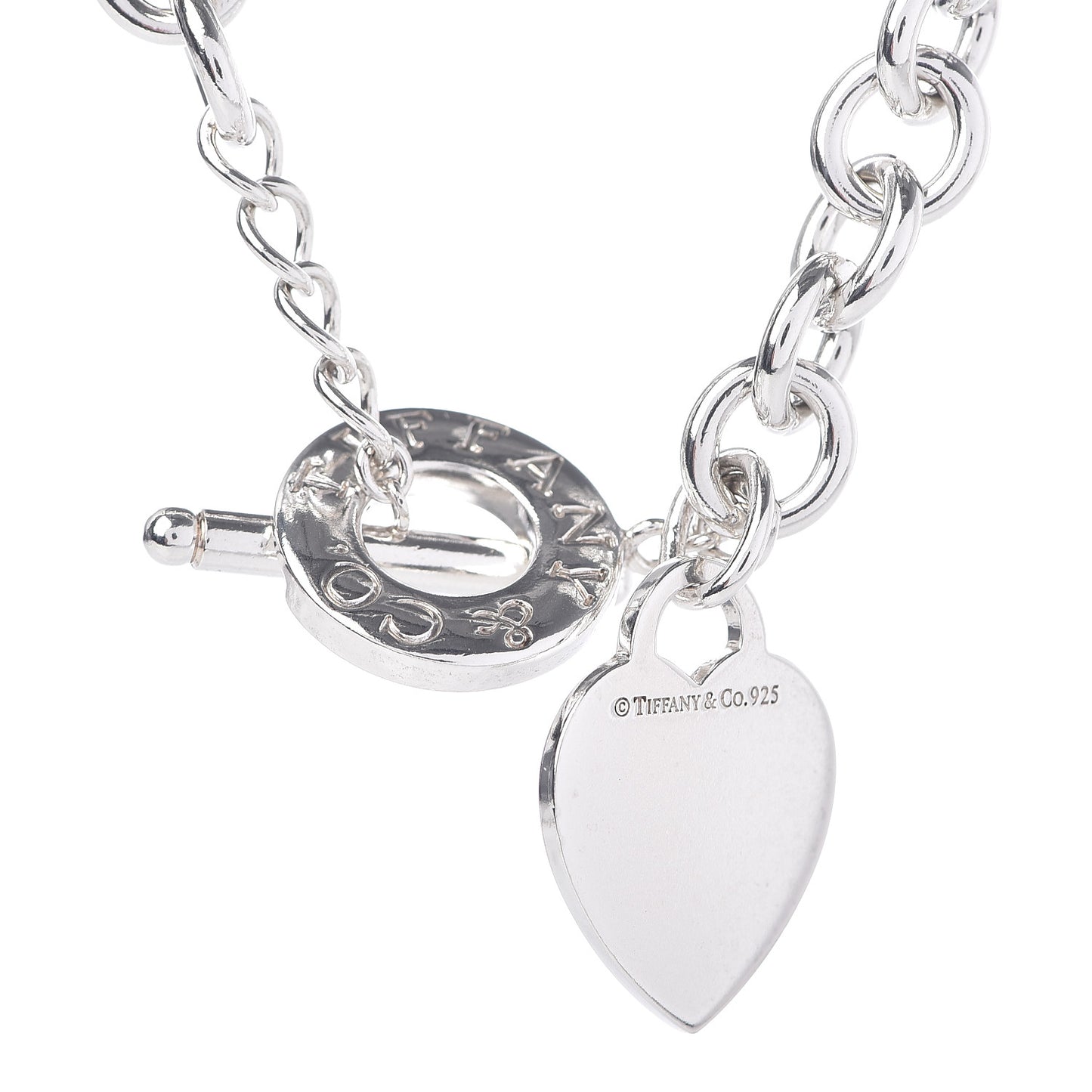 Sterling Silver Heart Tag Toggle Necklace