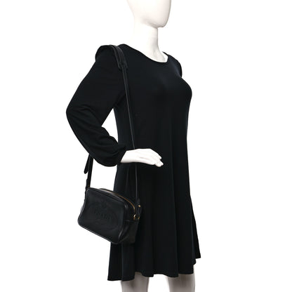 Prada Glace Calfskin Embossed Logo Crossbody Black 2 of 8