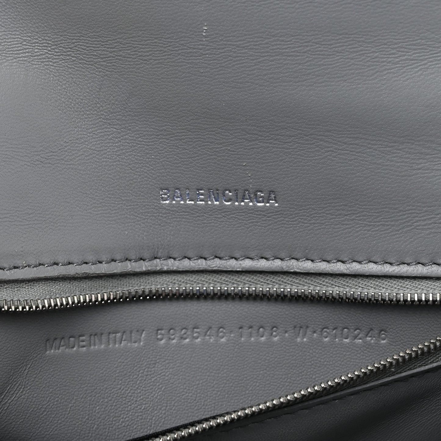 Shiny Calfskin Crocodile Embossed Small Hourglass Top Handle Bag Balenciaga Grey