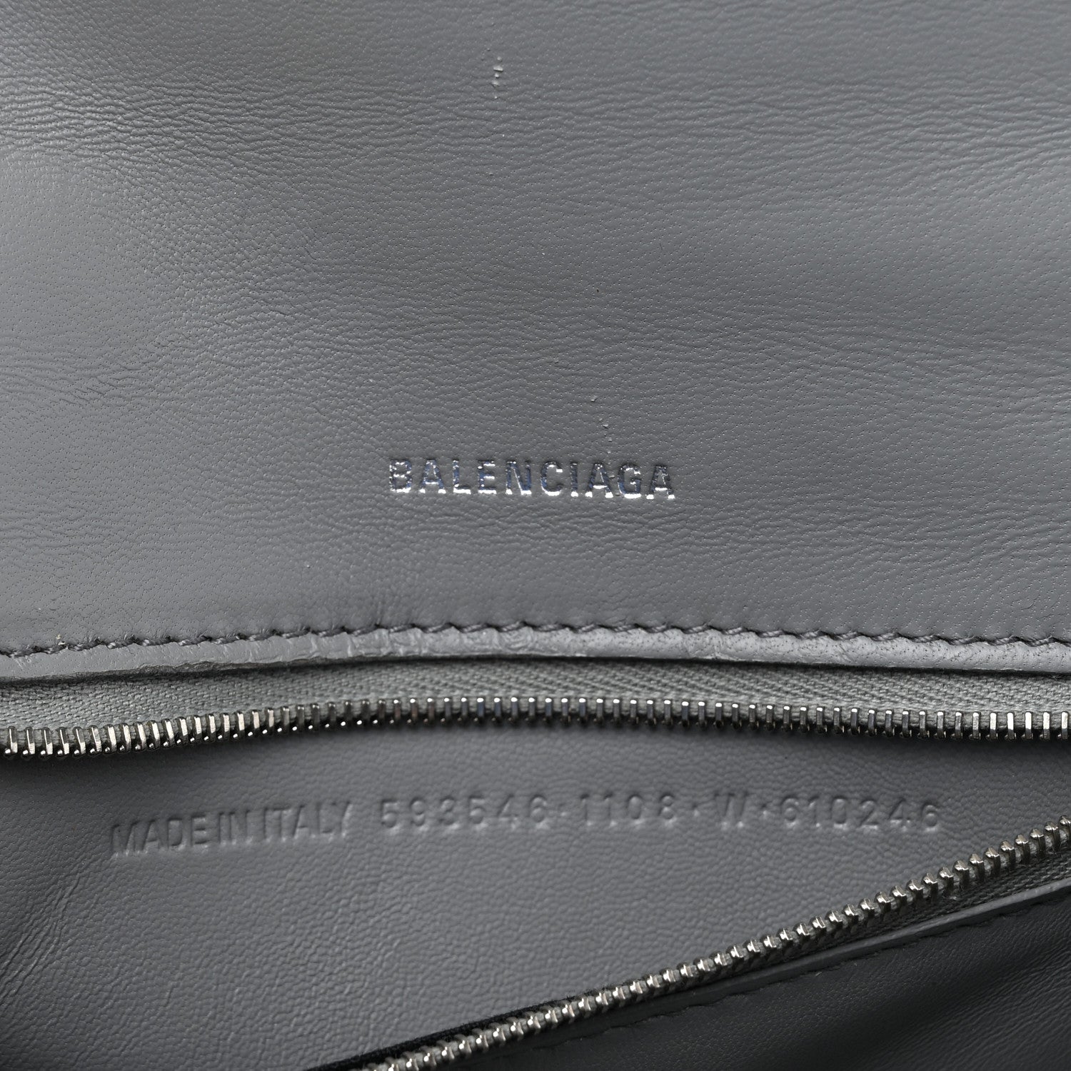 Balenciaga Shiny Calfskin Crocodile Embossed Small Hourglass Top Handle Bag Balenciaga Grey 6 of 17