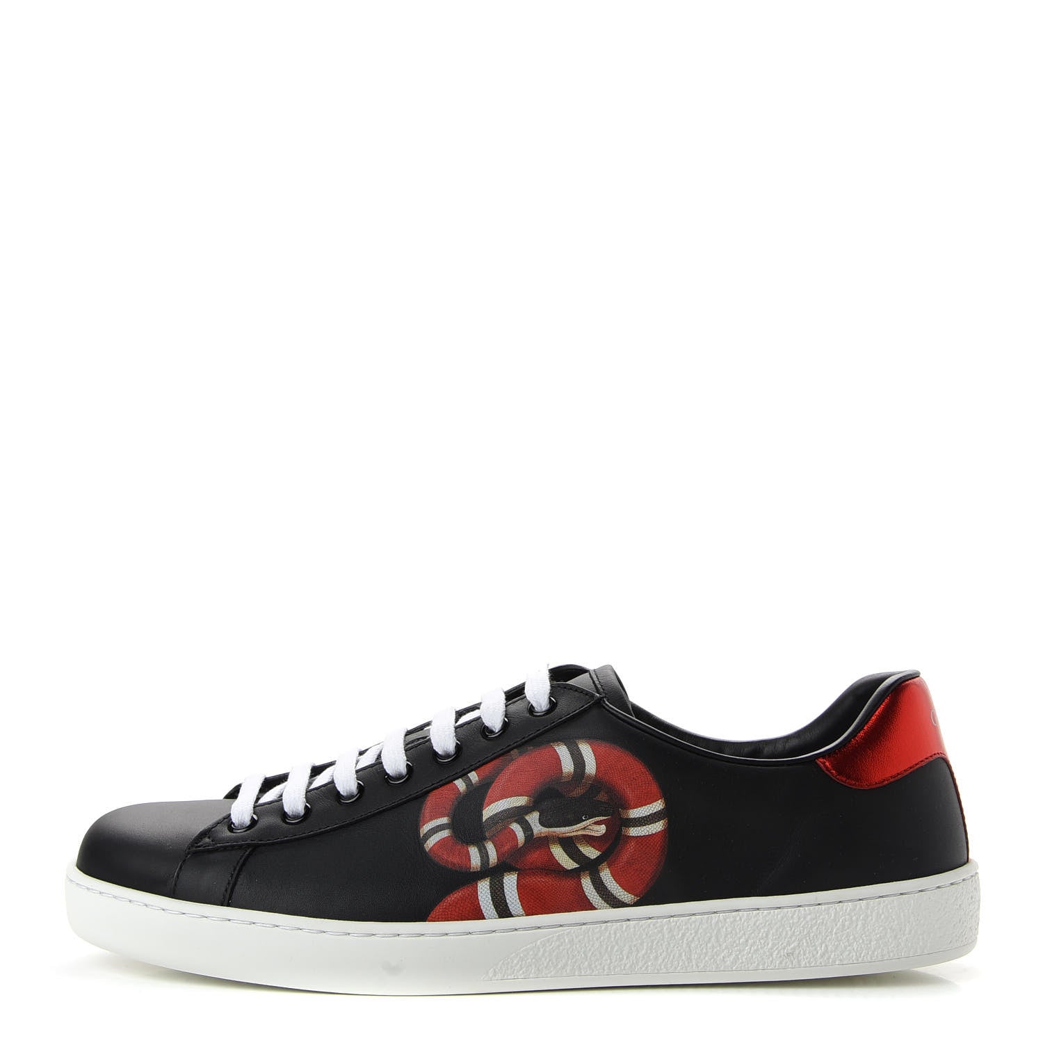 Gucci Calfskin Kingsnake Mens Ace Sneakers 8.5 Black Multicolor 1 of 11