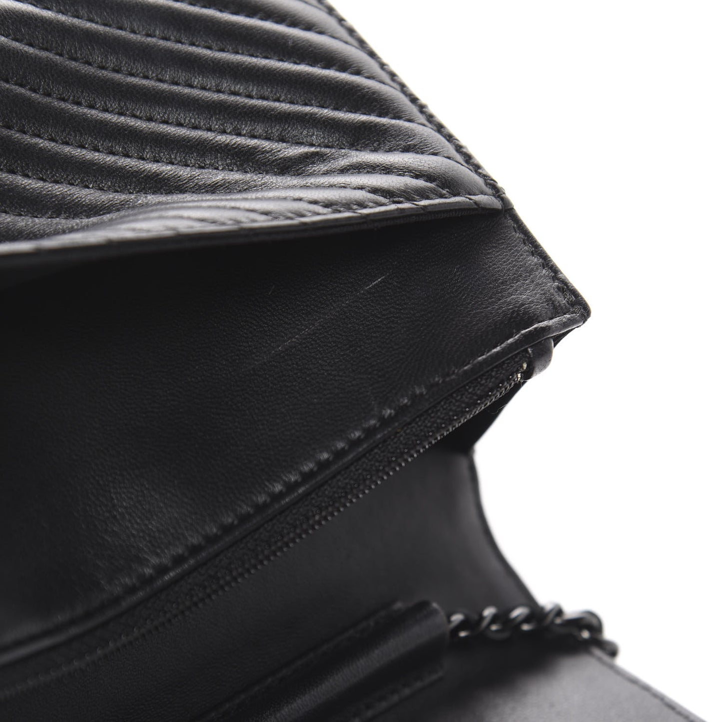 Lambskin Chevron Quilted Wallet On Chain WOC So Black