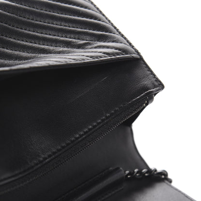 Chanel Lambskin Chevron Quilted Wallet On Chain WOC So Black 13 of 14