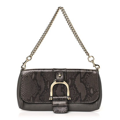 Gucci Snakeskin Calfskin Embossed Greenwich Clutch Grey 1 of 10