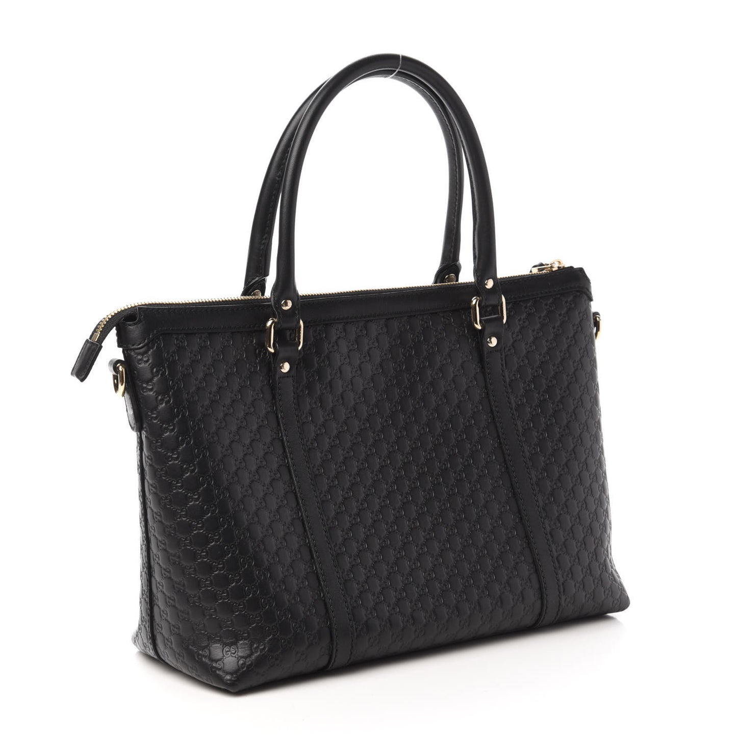 Soft Microguccissima Small Zippered Satchel Black