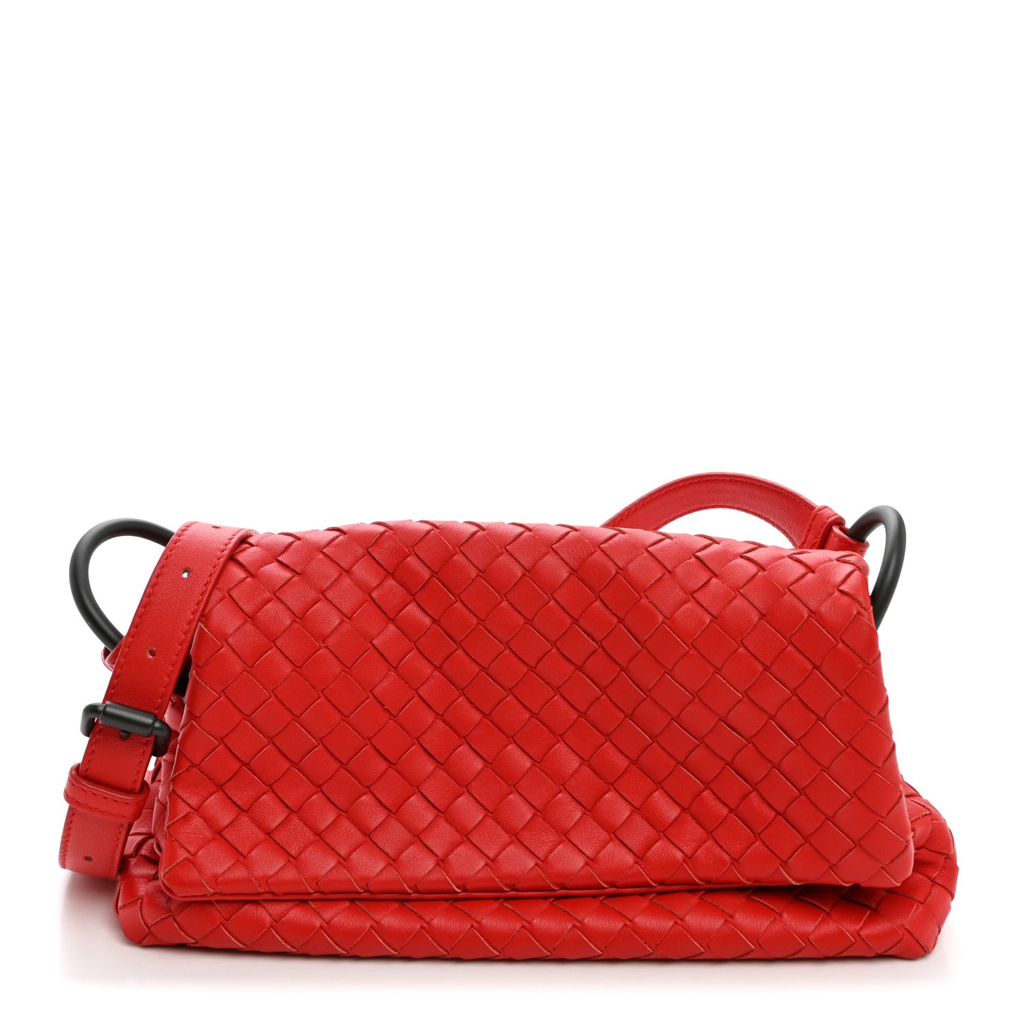 Nappa Intrecciato Crossbody Messenger Flap Red