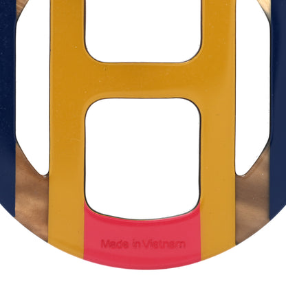 Hermes Lacquered Horn H Equipe Earrings Bleu Multicolor 4 of 5