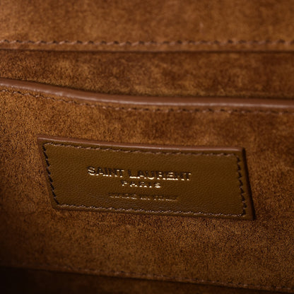 Saint Laurent Suede Fringe Medium Monogram Satchel Light Ocre 6 of 8