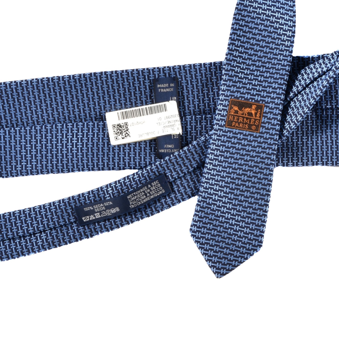 Silk Mens H Grrrrr ! 7 Neck Tie Marine Ciel