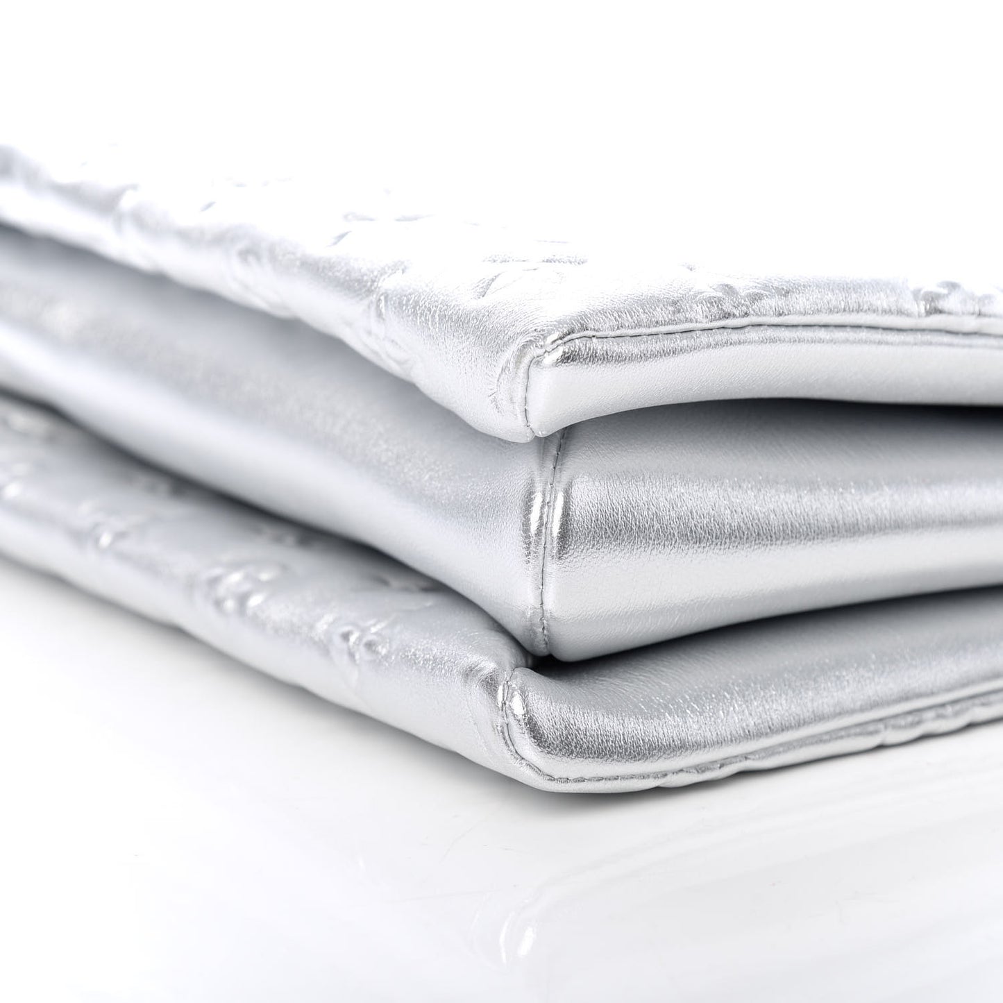 Metallic Lambskin Embossed Monogram Coussin PM Silver
