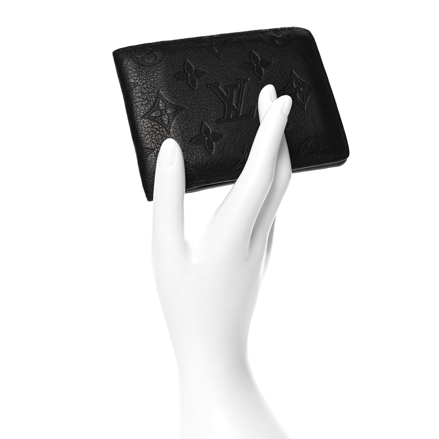 Louis Vuitton Calfskin Monogram Shadow Multiple Wallet Black 2 of 6
