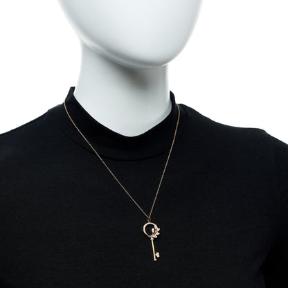 Tiffany 18K Rose Gold Diamond Victoria Vine Circle Key Pendant Necklace 2 of 6