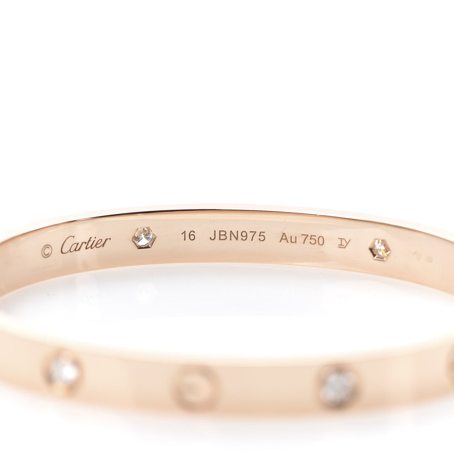 18K Pink Gold 4 Diamond LOVE Bracelet 16