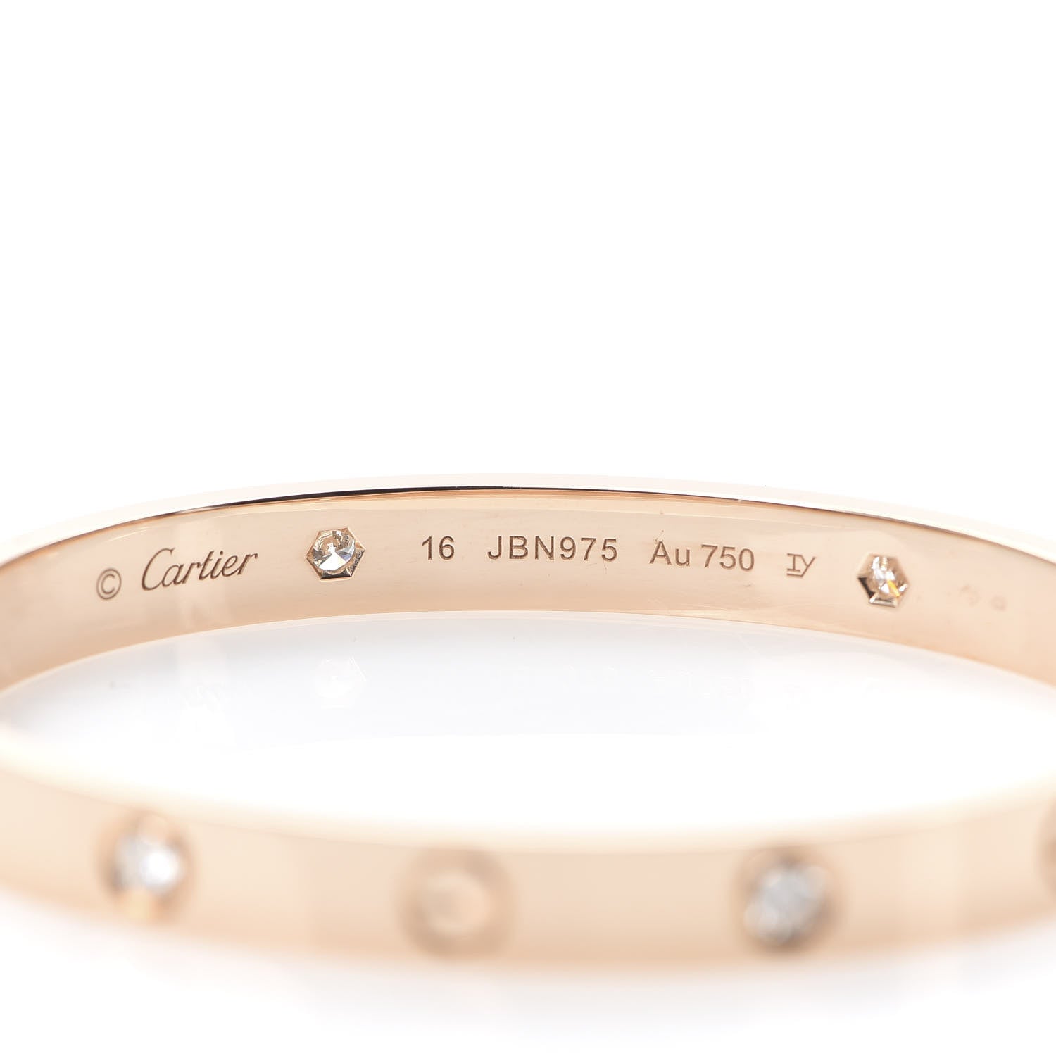 Cartier 18K Pink Gold 4 Diamond LOVE Bracelet 16 5 of 7