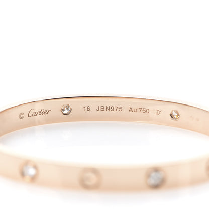 Cartier 18K Pink Gold 4 Diamond LOVE Bracelet 16 5 of 7