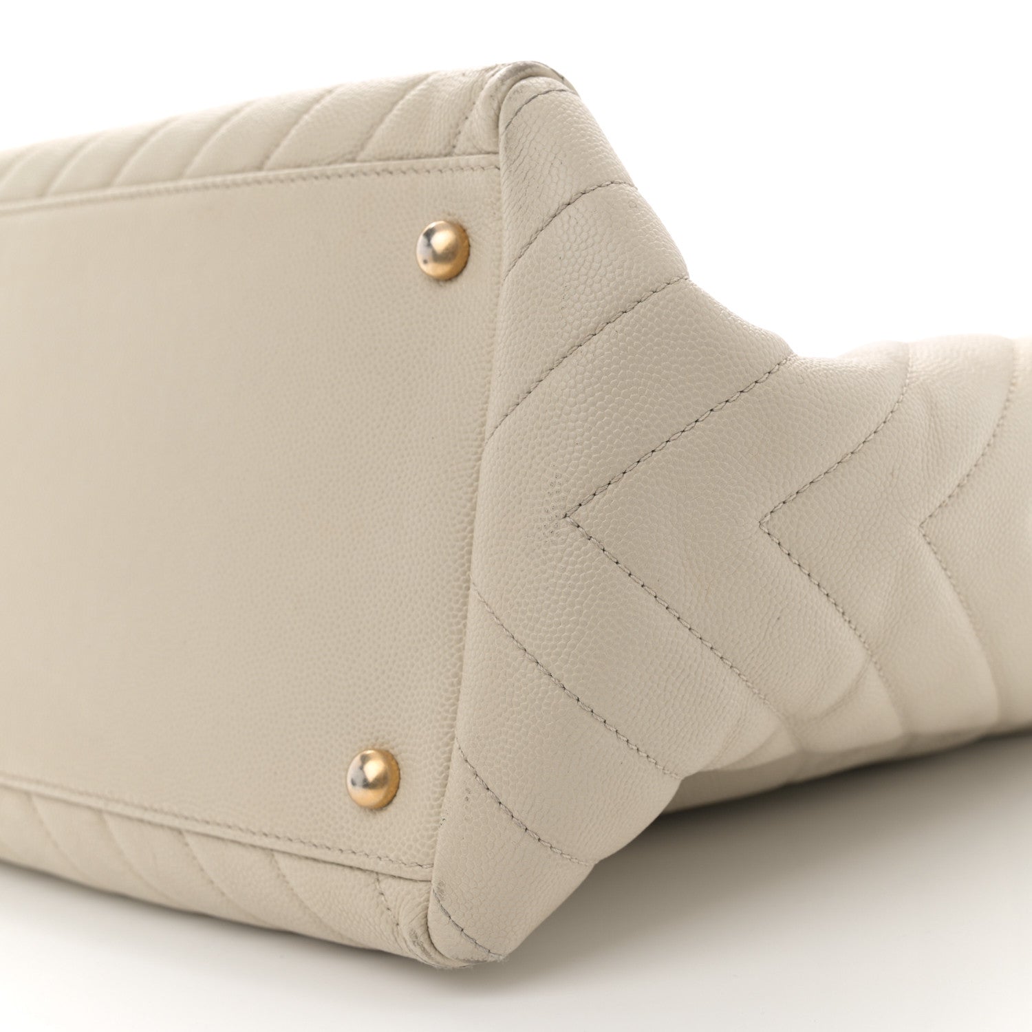 Chanel Caviar Chevron Quilted Coco Handle Shopping Tote Ivory 10 of 13