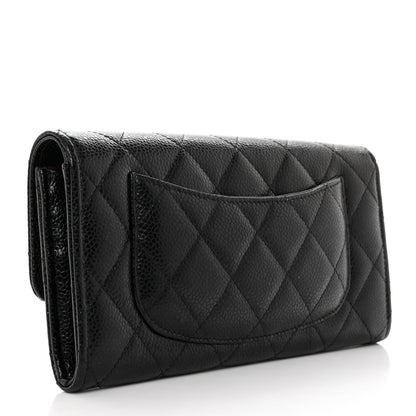 Chanel Caviar Quilted Large Gusset Flap Wallet Black 3 of 9