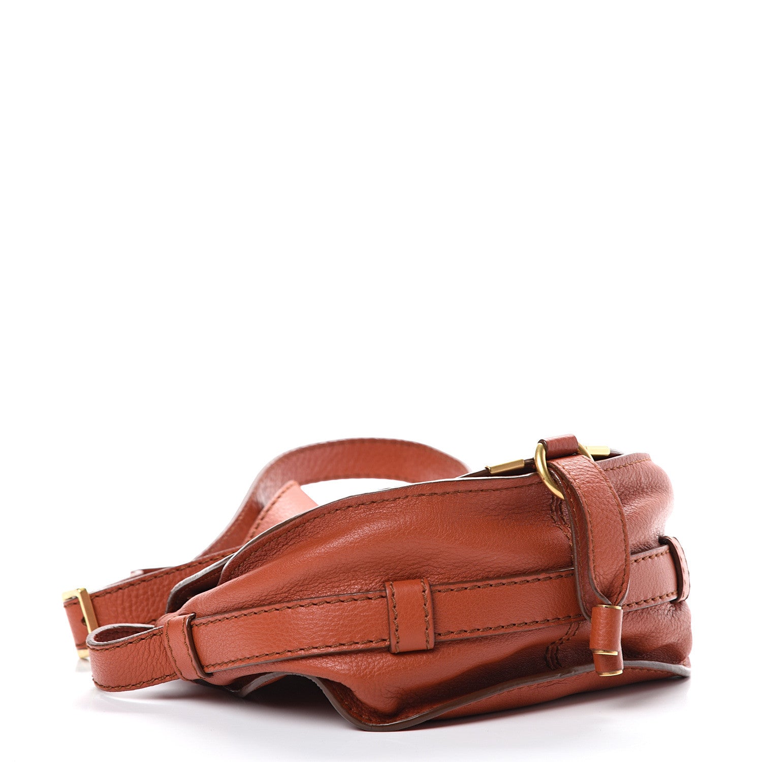 Chloe Calfskin Mini Marcie Round Crossbody Bag Whiskey 3 of 12