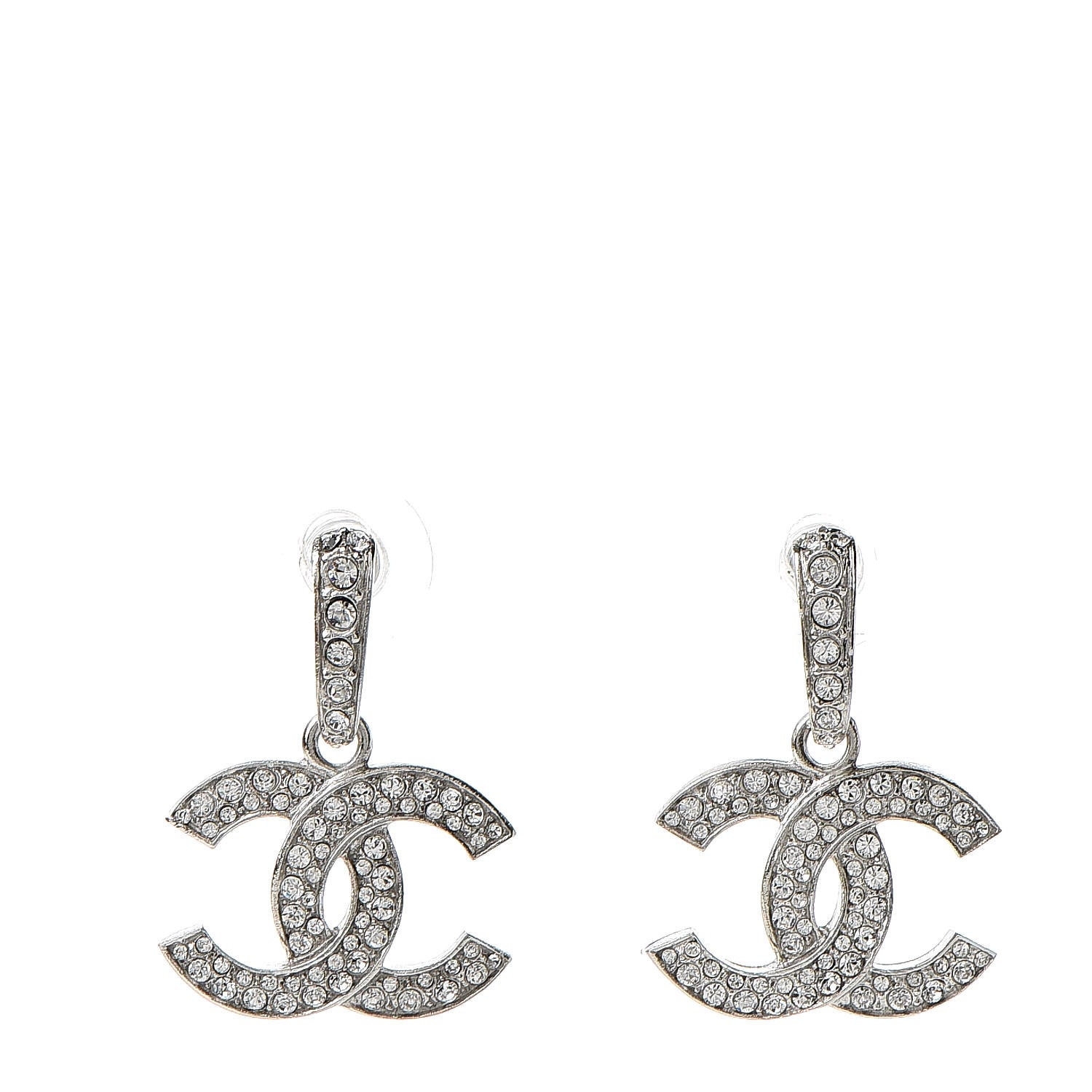 Chanel Crystal Palais Garnier CC Drop Earrings Silver 1 of 5