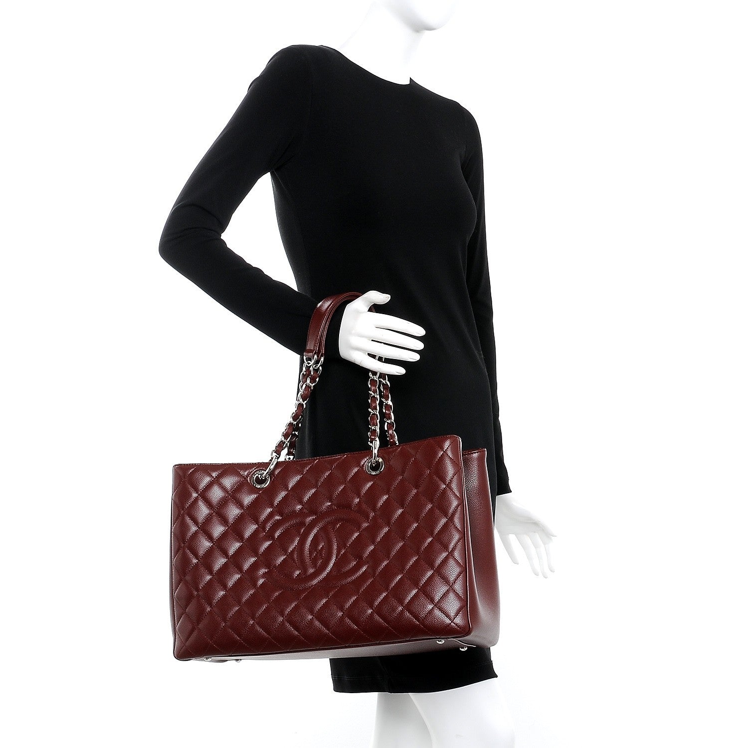 Chanel Caviar Quilted XL Grand Shopping Tote GST Dark Burgundy 2 of 11
