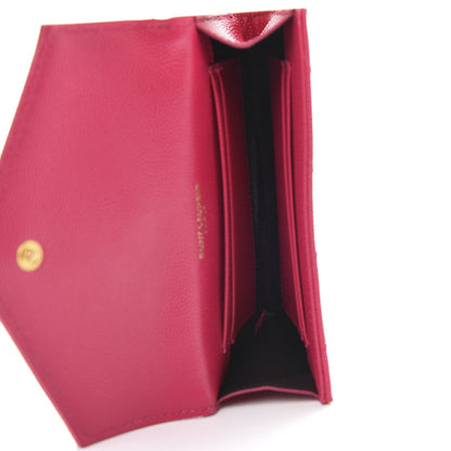 Saint Laurent Grain De Poudre Matelasse Chevron Small Monogram Envelope Wallet Bubblegum 5 of 8