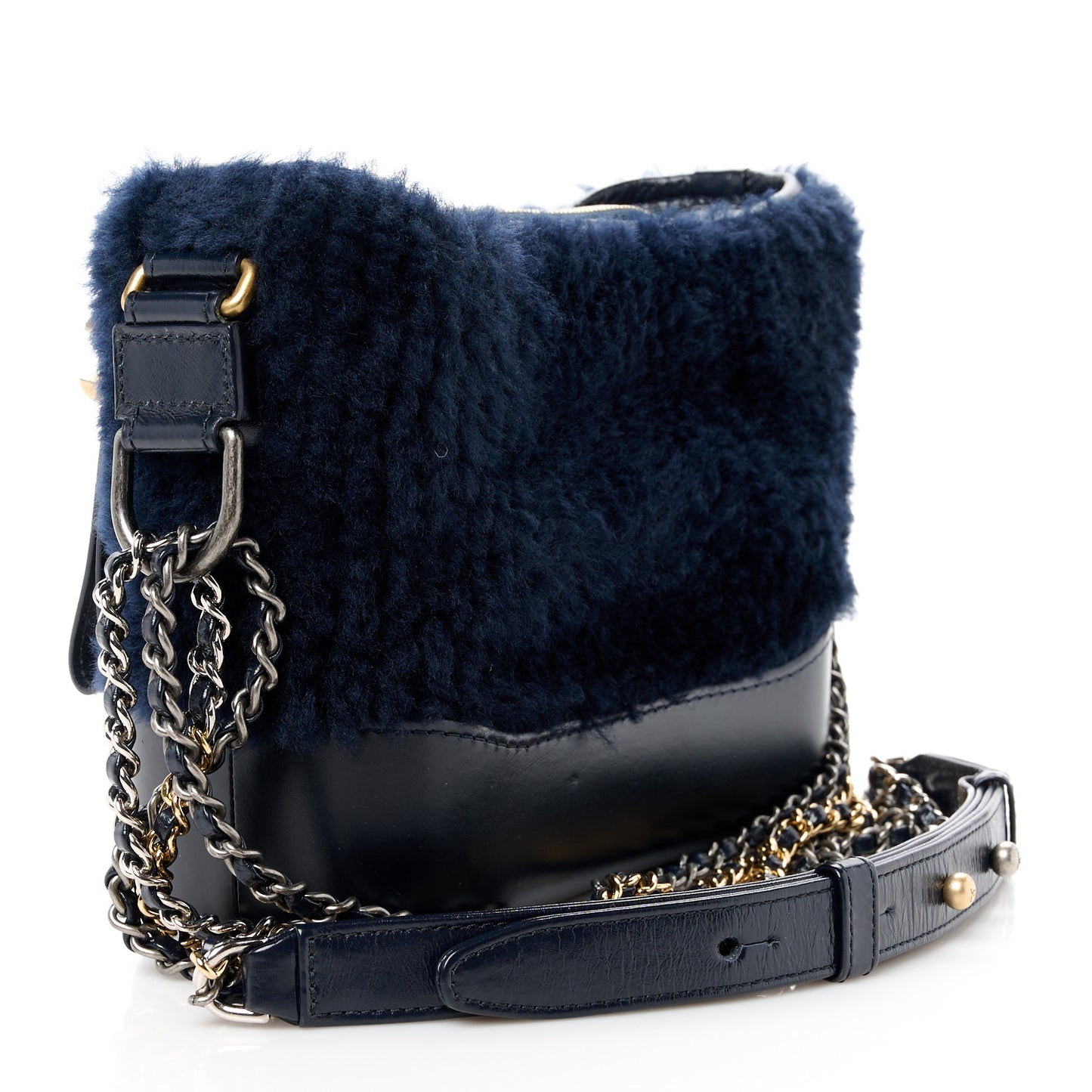 Shearling Small Gabrielle Hobo Navy