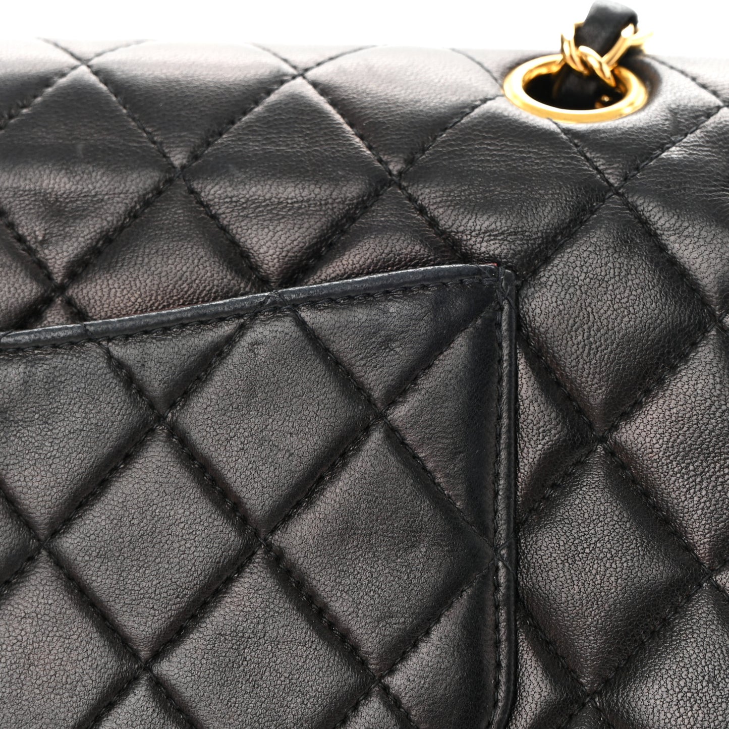 Lambskin Quilted Medium Double Flap Black