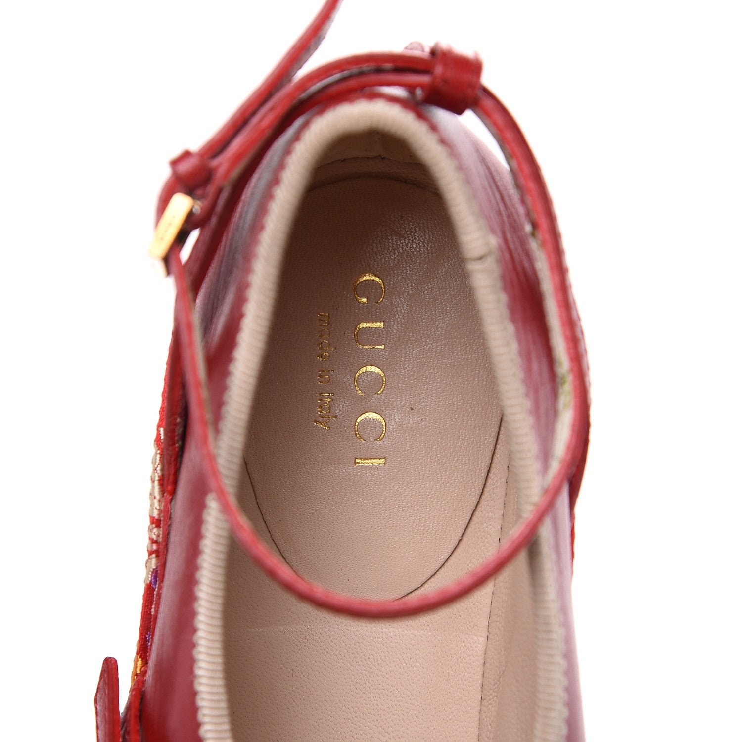 Gucci Malaga Kid Silk Hannelore Detachable Platform Slide 36.5 Hibiscus Red 6 of 10