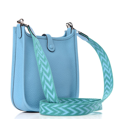 Hermes Taurillon Clemence Amazone Evelyne TPM Bleu Du Nord Vert Verone 3 of 11