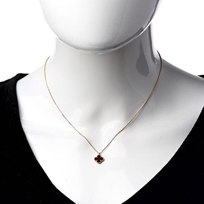 Van Cleef & Arpels 18K Rose Gold Carnelian Sweet Alhambra Pendant Necklace 2 of 7